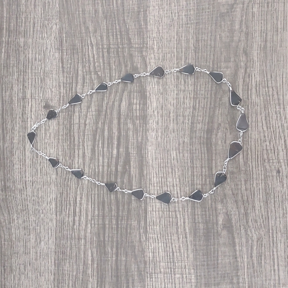 Brown Stone Silver Necklace - image 1